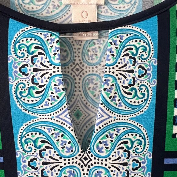 Chicos Bordered Tile Vibrant Print Dress in Blue Multi Size 0 (small) NWT - Picture 5 of 8